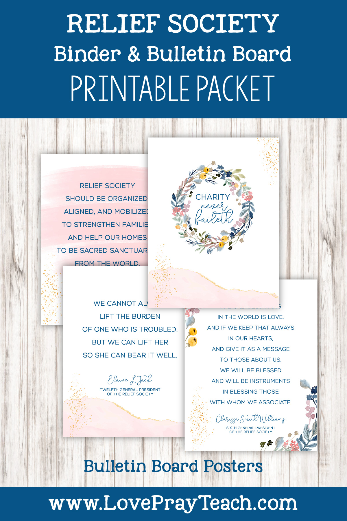 Relief Society Bulletin Board and Binder Printable Packet by LovePrayTeach.com